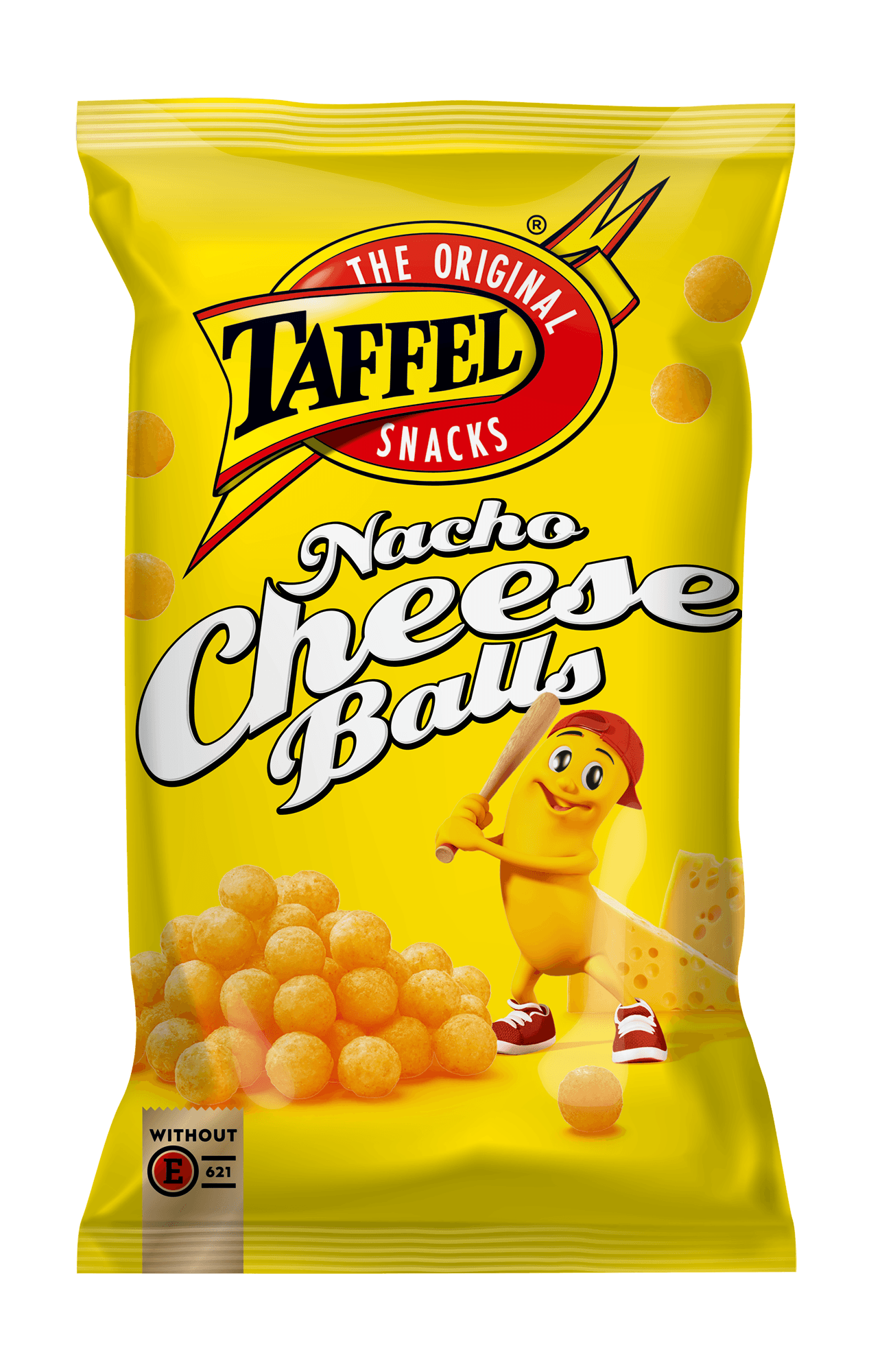 Corn balls with nacho cheese flavour