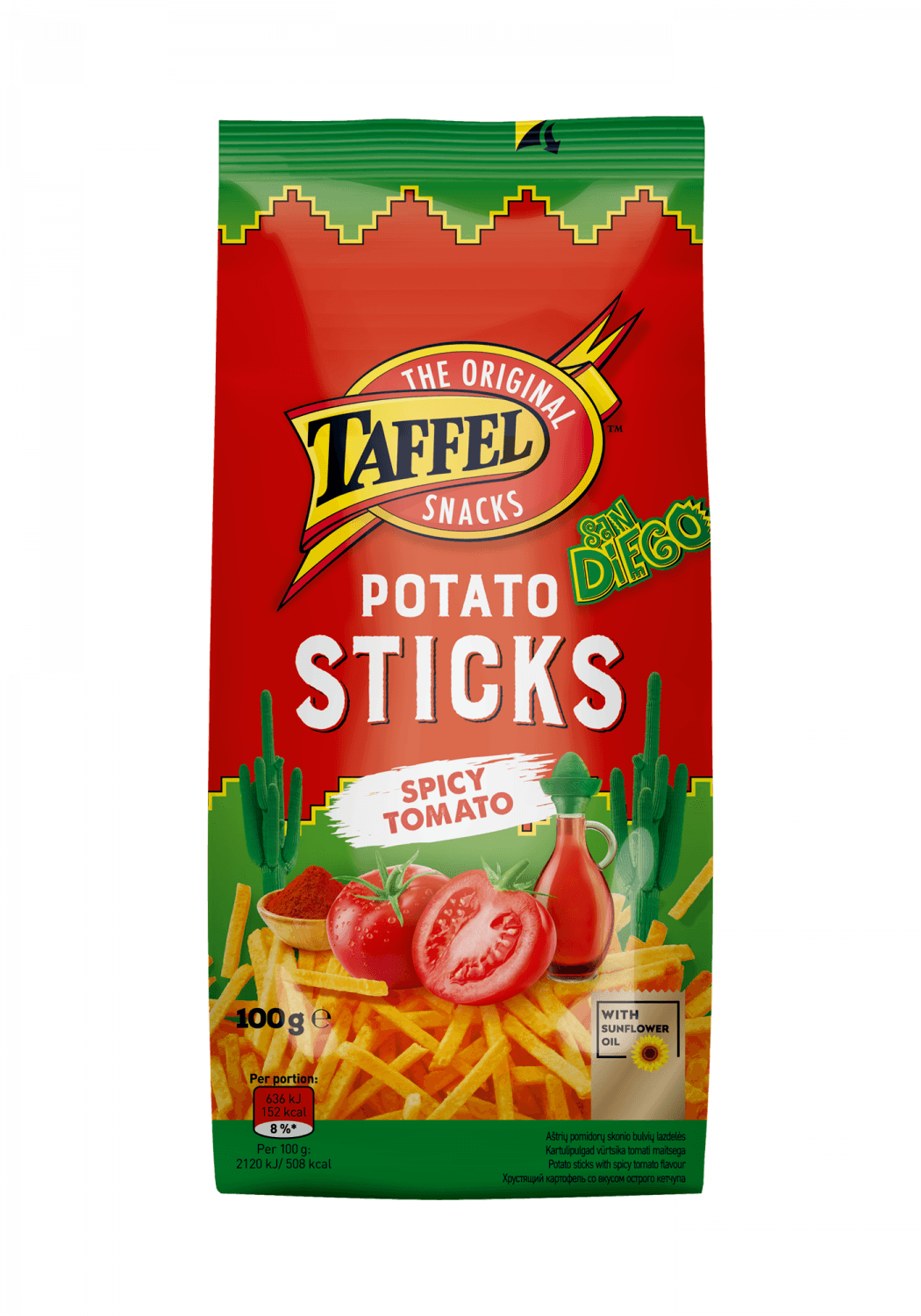 Potato sticks with spicy tomato flavour