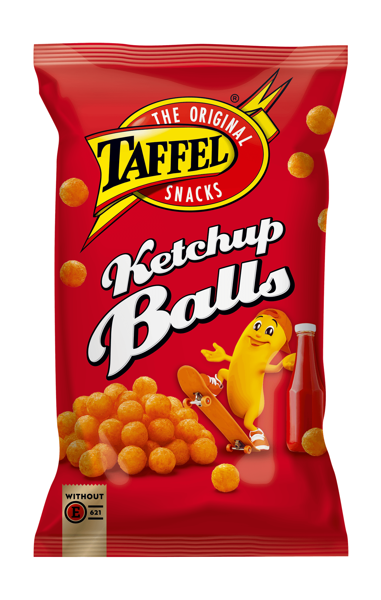 Corn balls with ketchup flavour